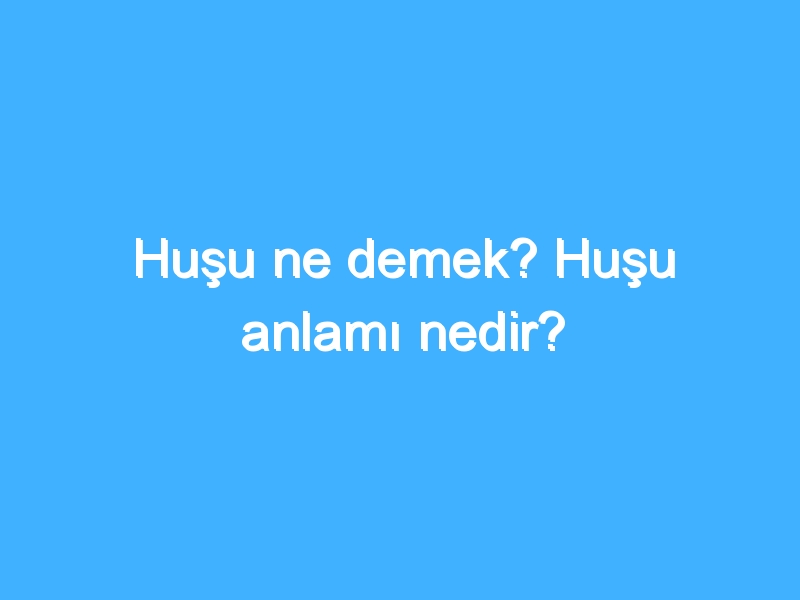 Huşu ne demek? Huşu anlamı nedir?