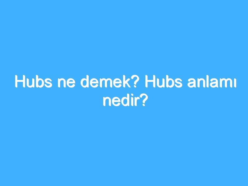 Hubs ne demek? Hubs anlamı nedir?