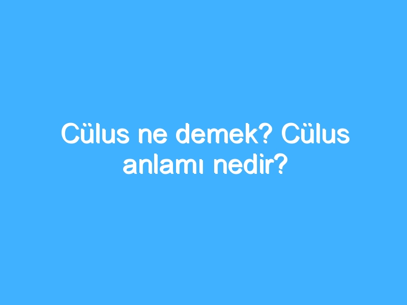 Cülus ne demek? Cülus anlamı nedir?