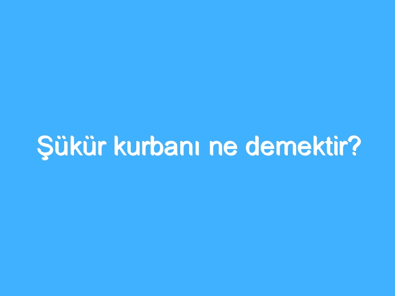 Şükür kurbanı ne demektir?