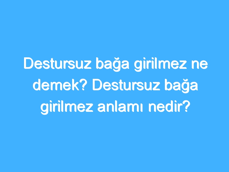 Destursuz bağa girilmez ne demek? Destursuz bağa girilmez anlamı nedir?