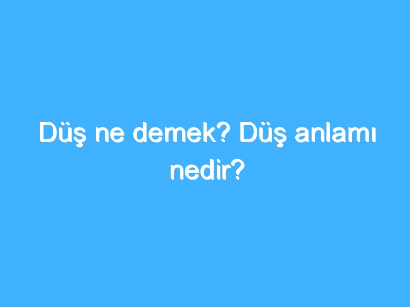 Düş ne demek? Düş anlamı nedir?