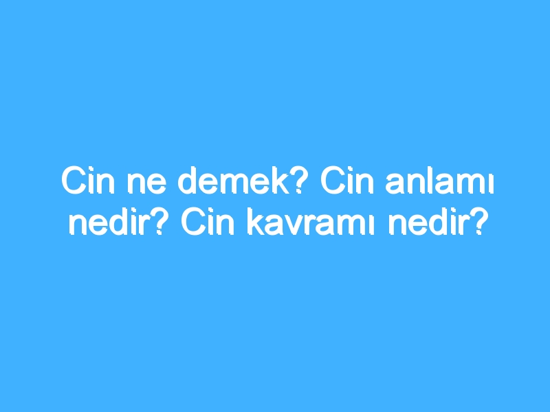 Cin ne demek? Cin anlamı nedir? Cin kavramı nedir?