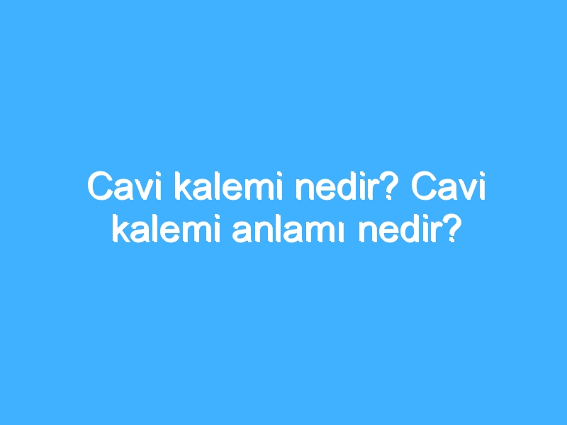 Cavi kalemi nedir? Cavi kalemi anlamı nedir?