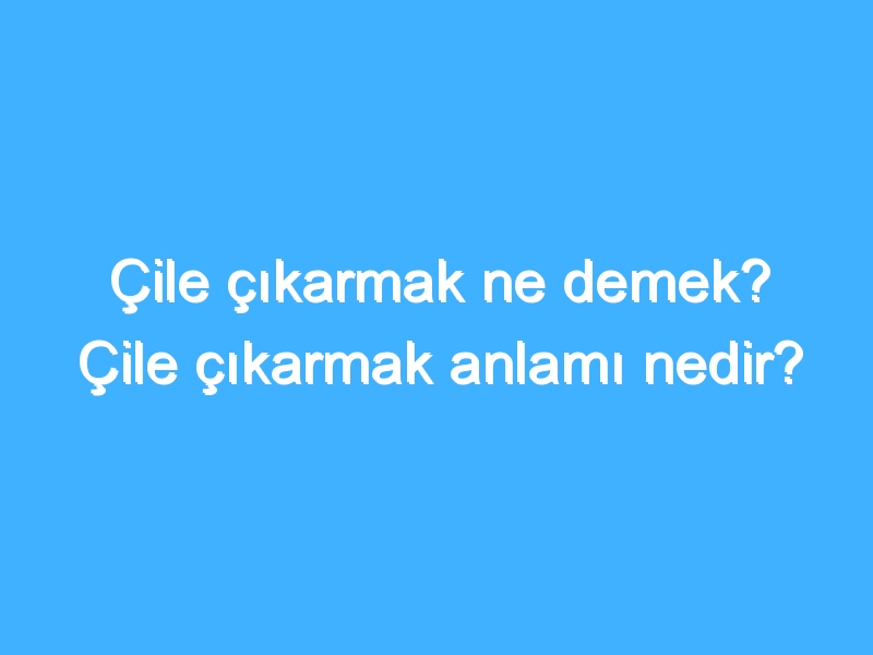 Çile çıkarmak ne demek? Çile çıkarmak anlamı nedir?