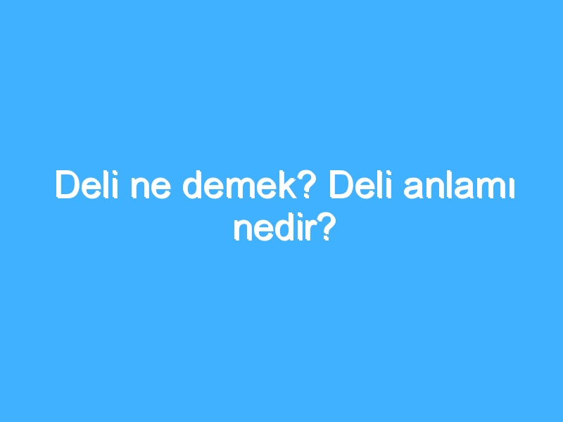 Deli ne demek? Deli anlamı nedir?