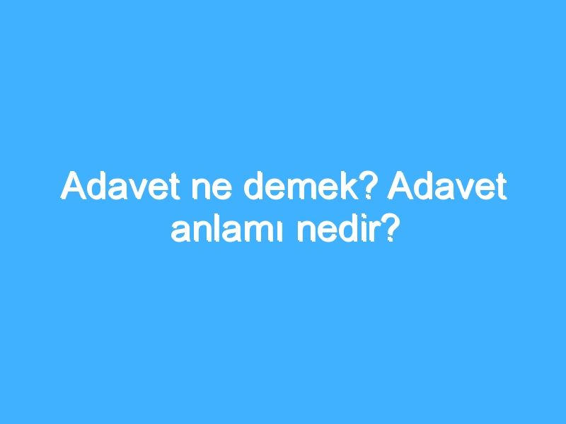 Adavet ne demek? Adavet anlamı nedir?