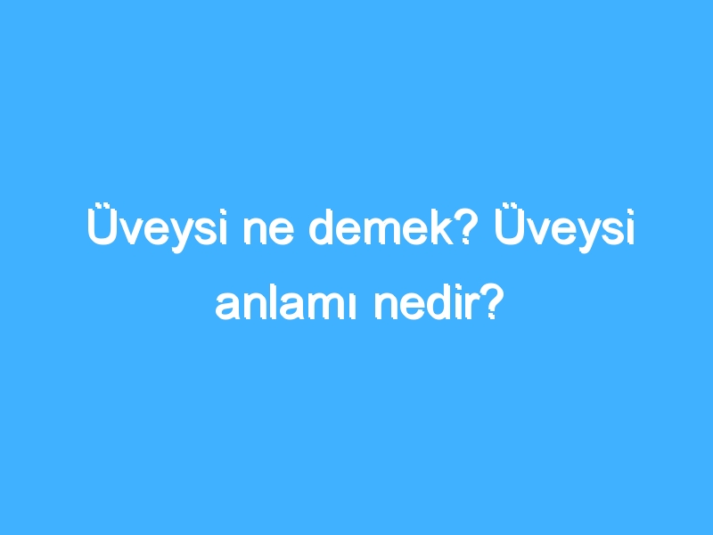 Üveysi ne demek? Üveysi anlamı nedir?