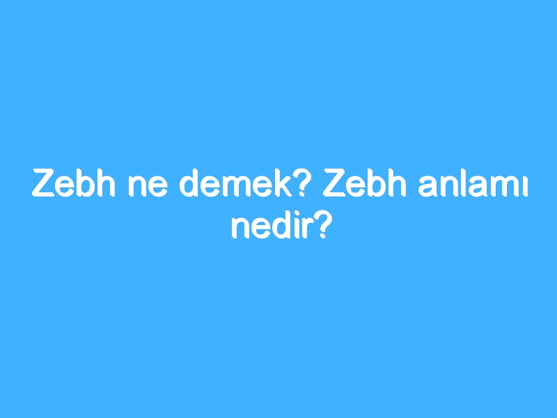 Zebh ne demek? Zebh anlamı nedir?