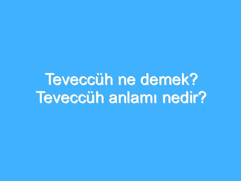 Teveccüh ne demek? Teveccüh anlamı nedir?