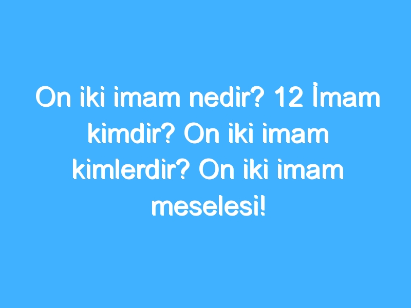 On iki imam nedir? 12 İmam kimdir? On iki imam kimlerdir? On iki imam meselesi!