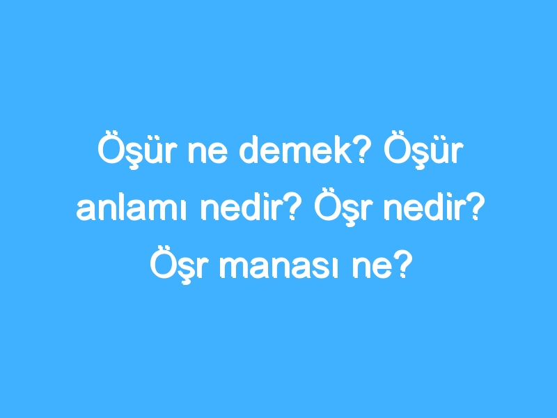 Öşür ne demek? Öşür anlamı nedir? Öşr nedir? Öşr manası ne?