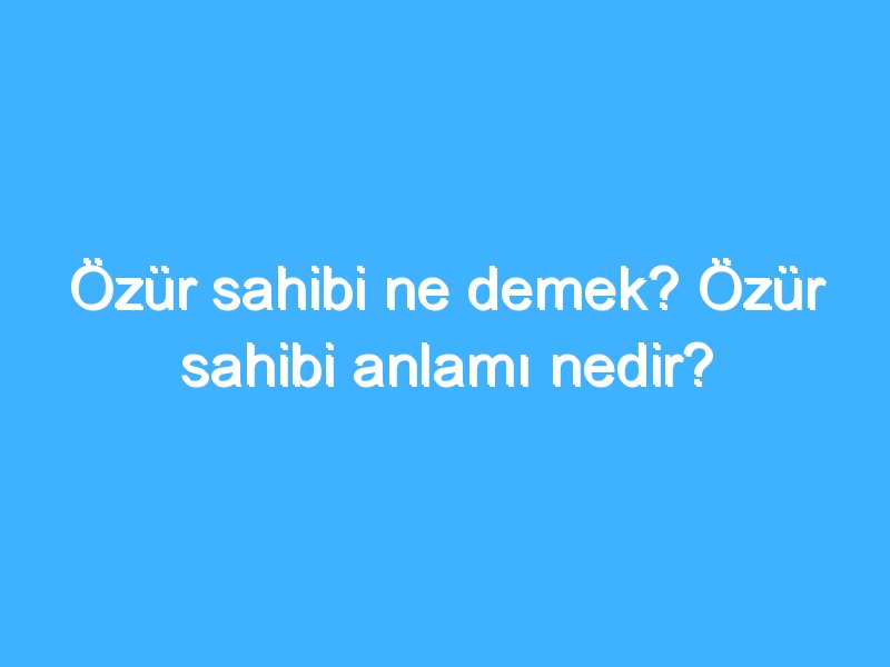 Özür sahibi ne demek? Özür sahibi anlamı nedir?