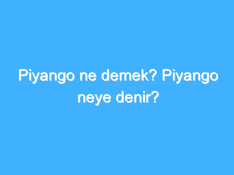 Piyango ne demek? Piyango neye denir?