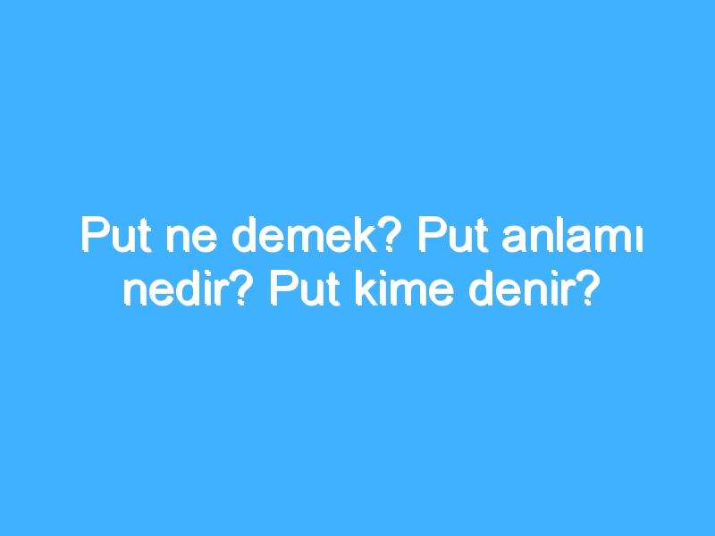 Put ne demek? Put anlamı nedir? Put kime denir?