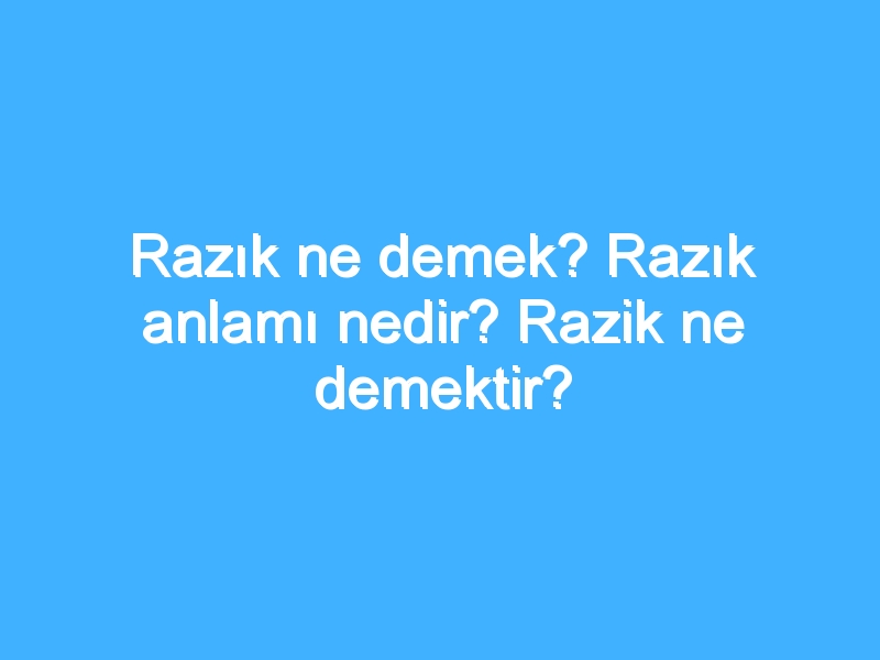 Razık ne demek? Razık anlamı nedir? Razik ne demektir?