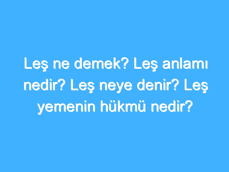 Leş ne demek? Leş anlamı nedir? Leş neye denir? Leş yemenin hükmü nedir?