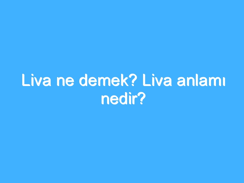 Liva ne demek? Liva anlamı nedir?