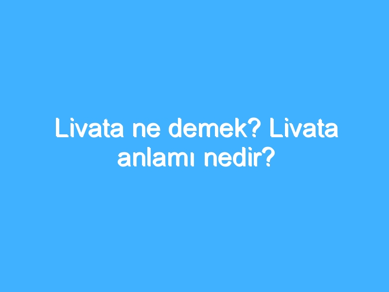 Livata ne demek? Livata anlamı nedir?