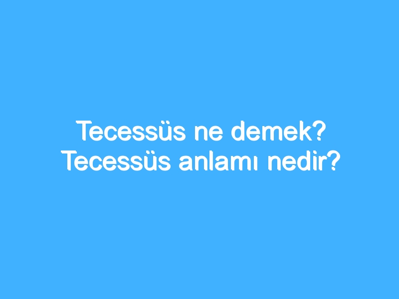 Tecessüs ne demek? Tecessüs anlamı nedir?