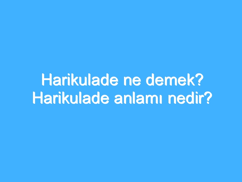 Harikulade ne demek? Harikulade anlamı nedir?