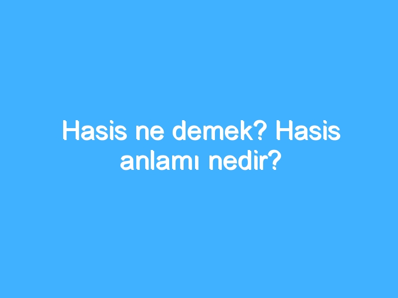 Hasis ne demek? Hasis anlamı nedir?