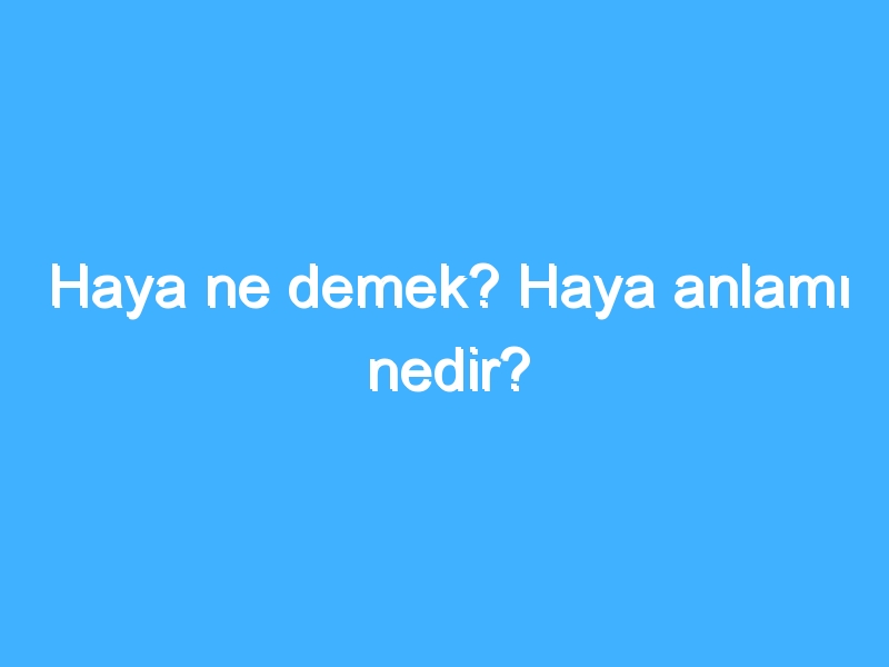 Haya ne demek? Haya anlamı nedir?