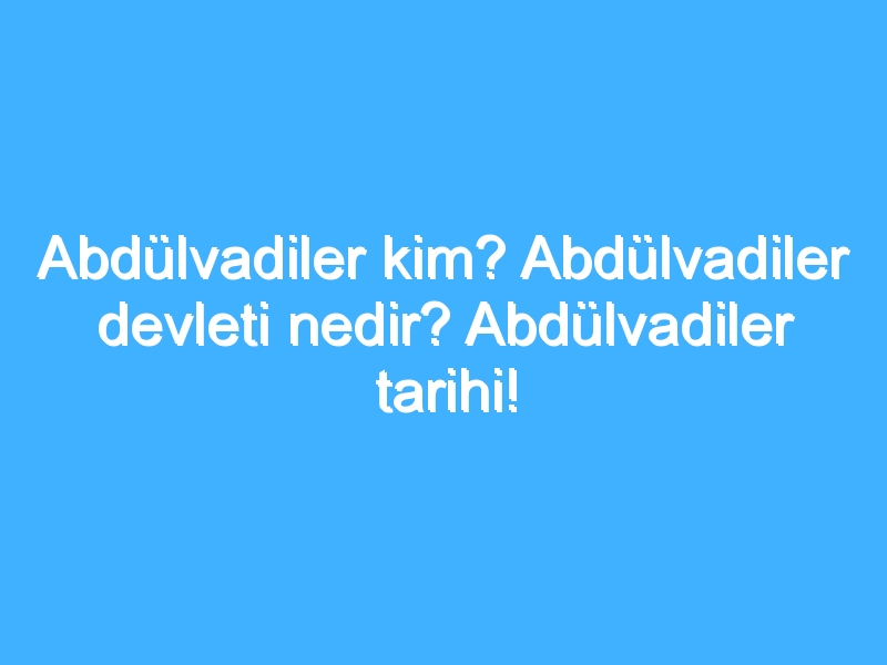 Abdülvadiler kim? Abdülvadiler devleti nedir? Abdülvadiler tarihi!