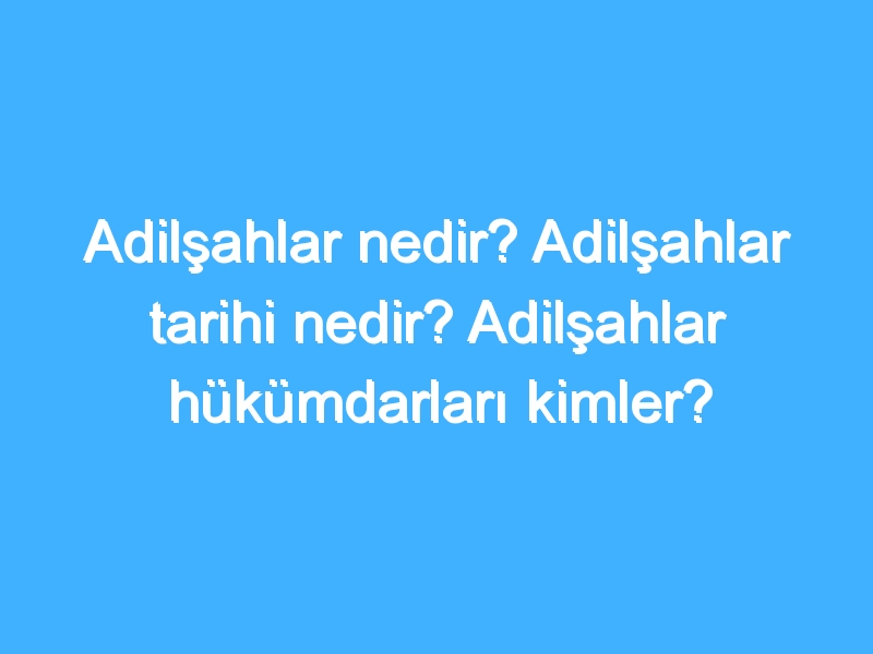 Adilşahlar nedir? Adilşahlar tarihi nedir? Adilşahlar hükümdarları kimler?