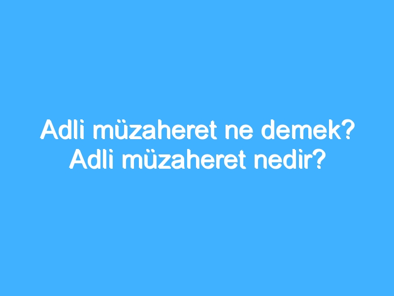 Adli müzaheret ne demek? Adli müzaheret nedir?