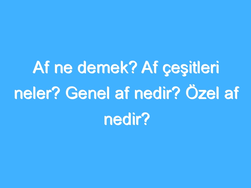 Af ne demek? Af çeşitleri neler? Genel af nedir? Özel af nedir?