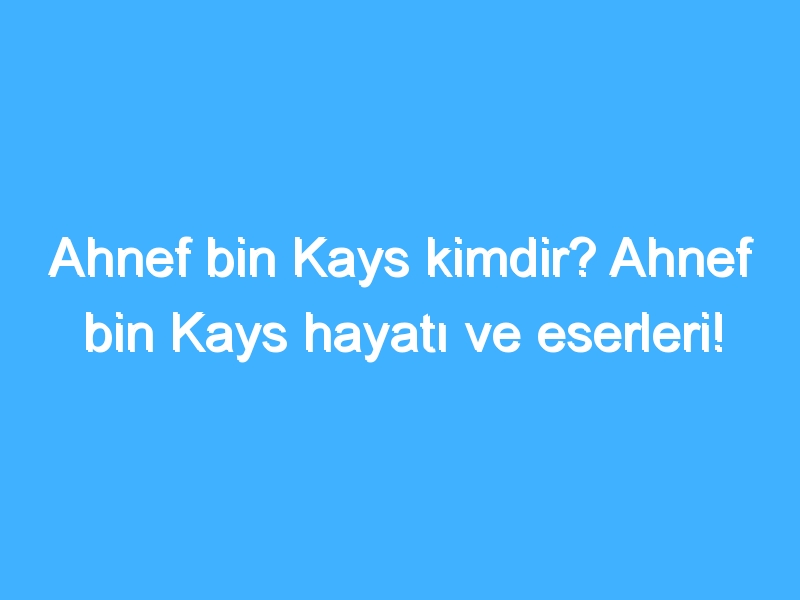 Ahnef bin Kays kimdir? Ahnef bin Kays hayatı ve eserleri!