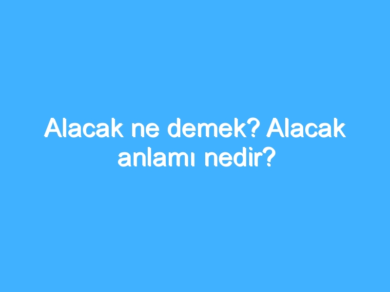 Alacak ne demek? Alacak anlamı nedir?