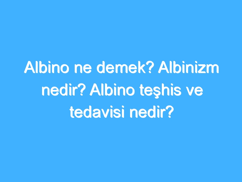 Albino ne demek? Albinizm nedir? Albino teşhis ve tedavisi nedir?