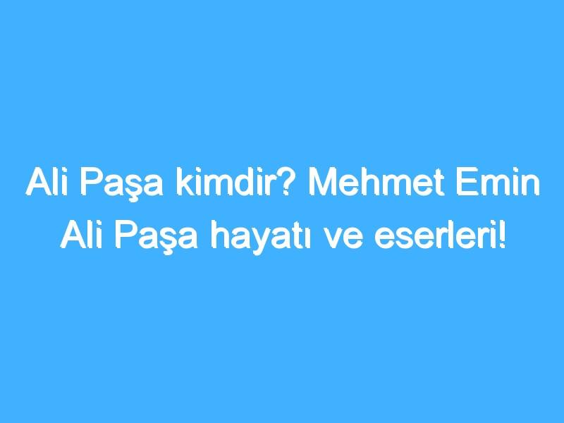 Ali Paşa kimdir? Mehmet Emin Ali Paşa hayatı ve eserleri!