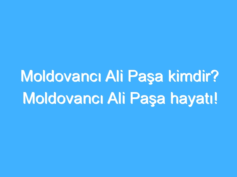 Moldovancı Ali Paşa kimdir? Moldovancı Ali Paşa hayatı!