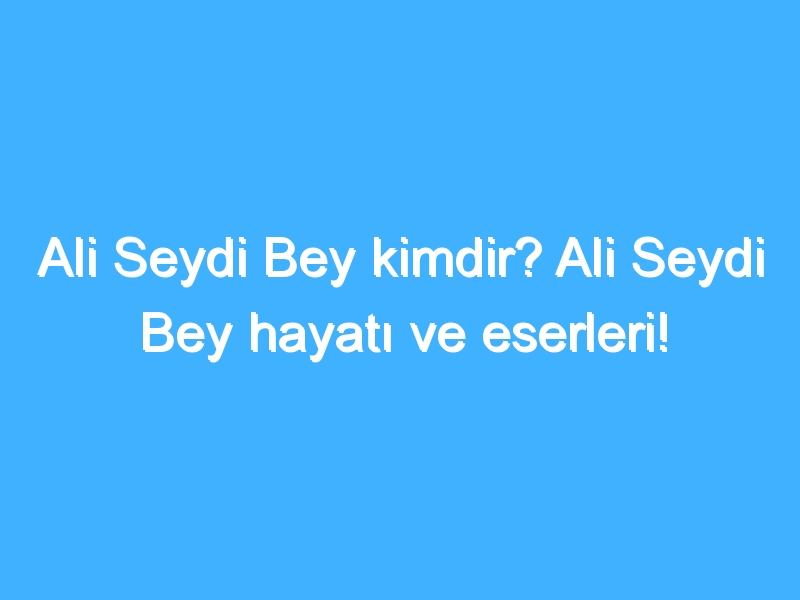 Ali Seydi Bey kimdir? Ali Seydi Bey hayatı ve eserleri!