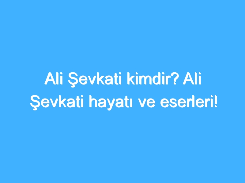 Ali Şevkati kimdir? Ali Şevkati hayatı ve eserleri!