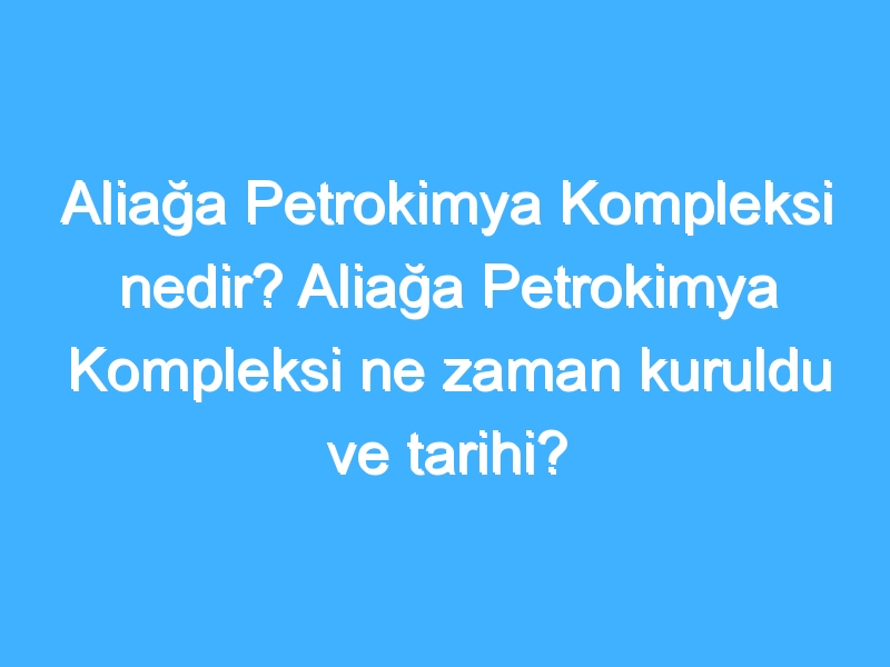 Aliağa Petrokimya Kompleksi nedir? Aliağa Petrokimya Kompleksi ne zaman kuruldu ve tarihi?