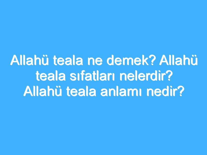 Allahü teala ne demek? Allahü teala sıfatları nelerdir? Allahü teala anlamı nedir?