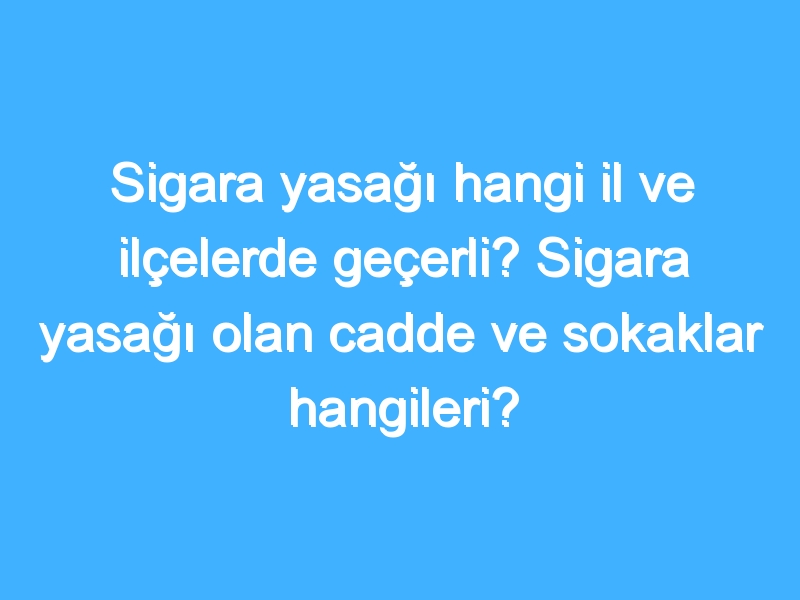 Sigara yasağı hangi il ve ilçelerde geçerli? Sigara yasağı olan cadde ve sokaklar hangileri? İstanbul yasaklı yerlerin listesi!