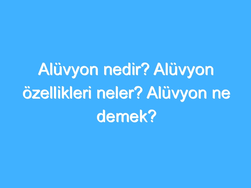 Alüvyon nedir? Alüvyon özellikleri neler? Alüvyon ne demek?