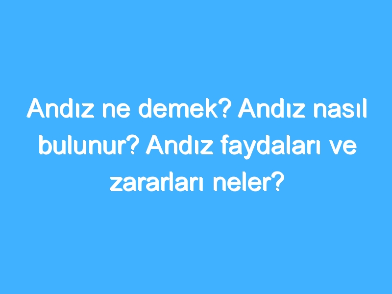 Andız ne demek? Andız nasıl bulunur? Andız faydaları ve zararları neler?