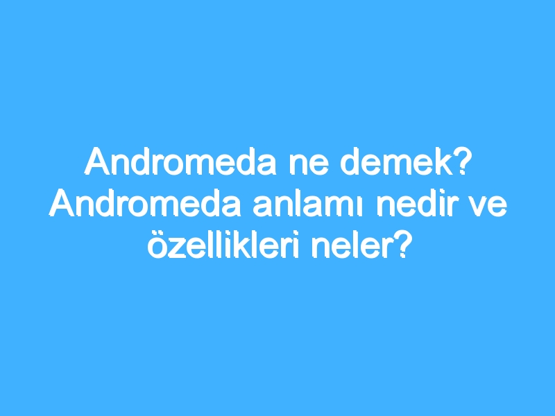 Andromeda ne demek? Andromeda anlamı nedir ve özellikleri neler?