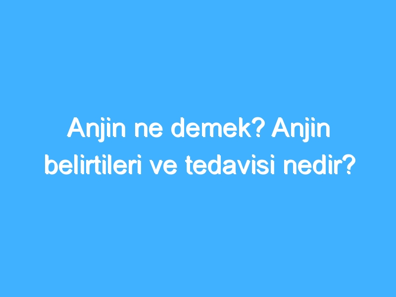 Anjin ne demek? Anjin belirtileri ve tedavisi nedir?