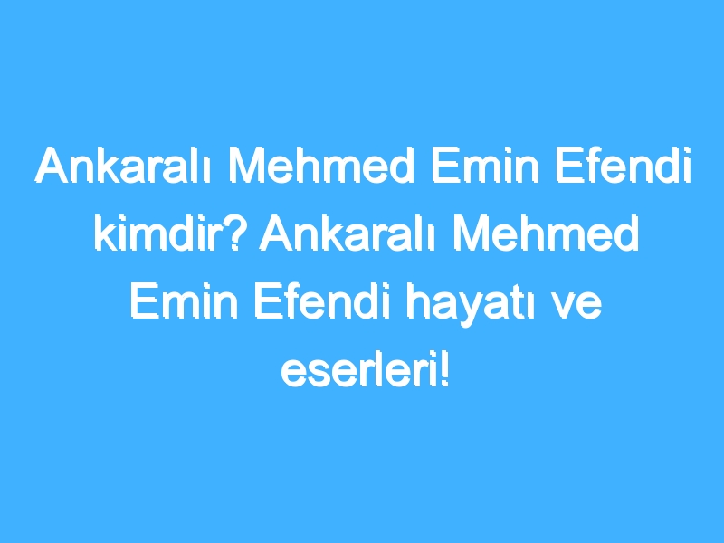 Ankaralı Mehmed Emin Efendi kimdir? Ankaralı Mehmed Emin Efendi hayatı ve eserleri!