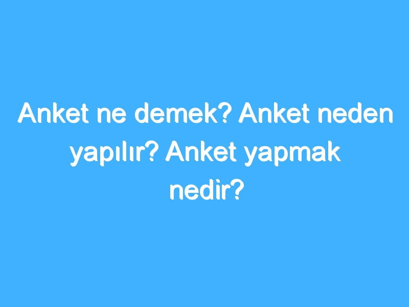 Anket ne demek? Anket neden yapılır? Anket yapmak nedir?