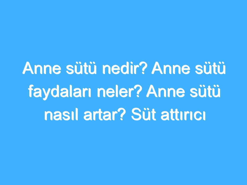 Anne sütü nedir? Anne sütü faydaları neler? Anne sütü nasıl artar? Süt attırıcı bitkiler neler?