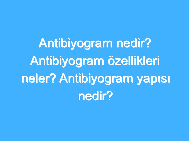 Antibiyogram nedir? Antibiyogram özellikleri neler? Antibiyogram yapısı nedir?