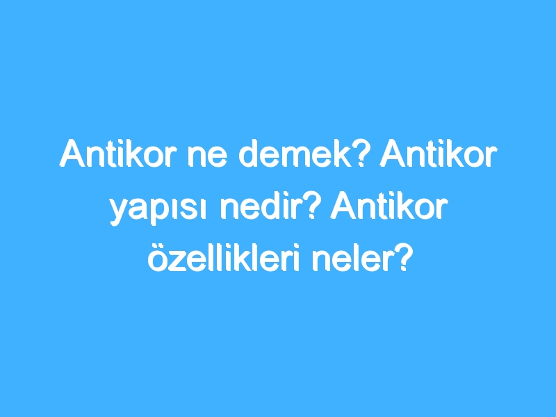 Antikor ne demek? Antikor yapısı nedir? Antikor özellikleri neler?